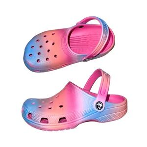 CROCS Rainbow colored clogs girl’s sandals shoes size 3